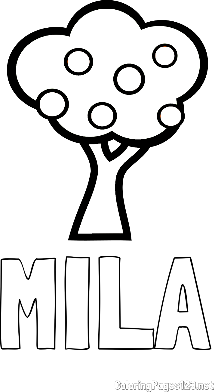 MILA Coloring Page and Apple Tree Coloring Page