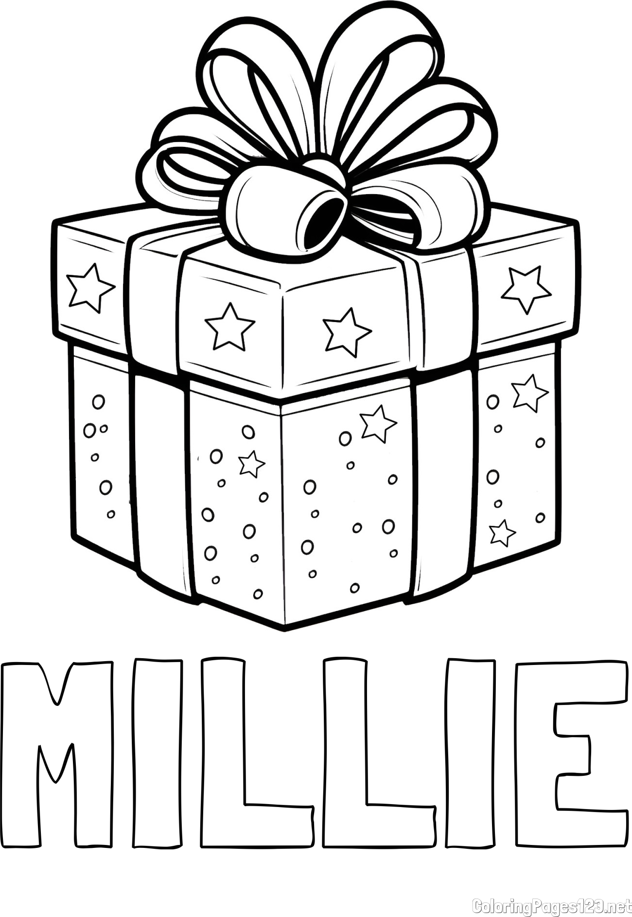 MILLIE Coloring Page alongside Christmas Gift Coloring Page
