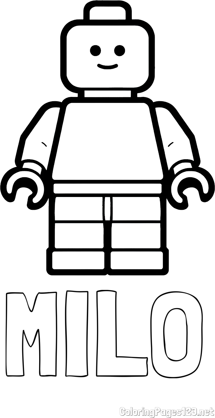 MILO Coloring Page and Easy LEGO Character Coloring Page