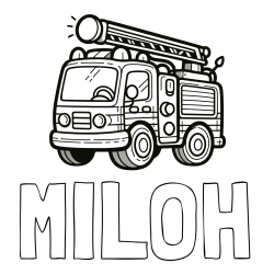Online Created Coloring Page - MILOH Coloring Page and Children's Coloring Page of a Simple Fire Truck