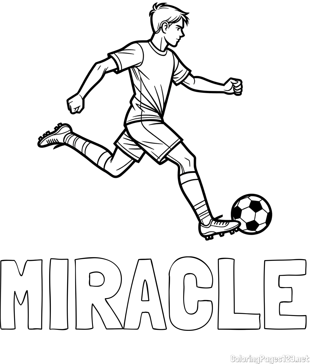 MIRACLE Coloring Page and Soccer Player in Action Coloring Page