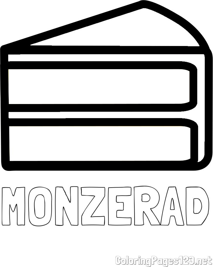 MONZERAD Coloring Page and Simple Slice of Cake Coloring Page