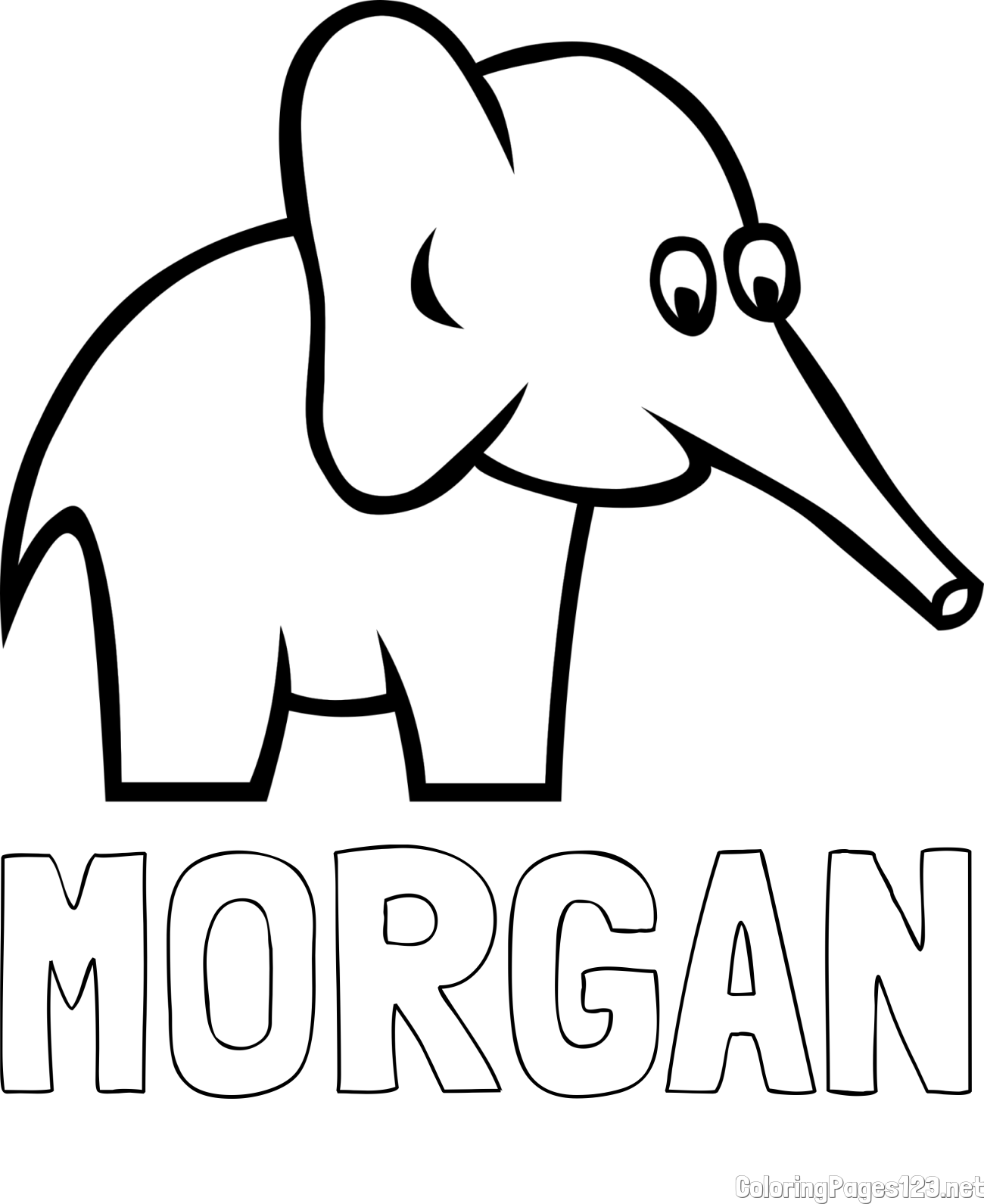 MORGAN Coloring Page alongside Easy Elephant Coloring Page