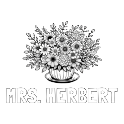 Online Created Coloring Page - MRS. HERBERT Coloring Page and Beautiful Bouquet of Flowers Coloring Page