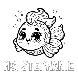 Online Created Coloring Page - MS. STEPHANIE Coloring Page and Coloring Page of a Fish with Lots of Fins