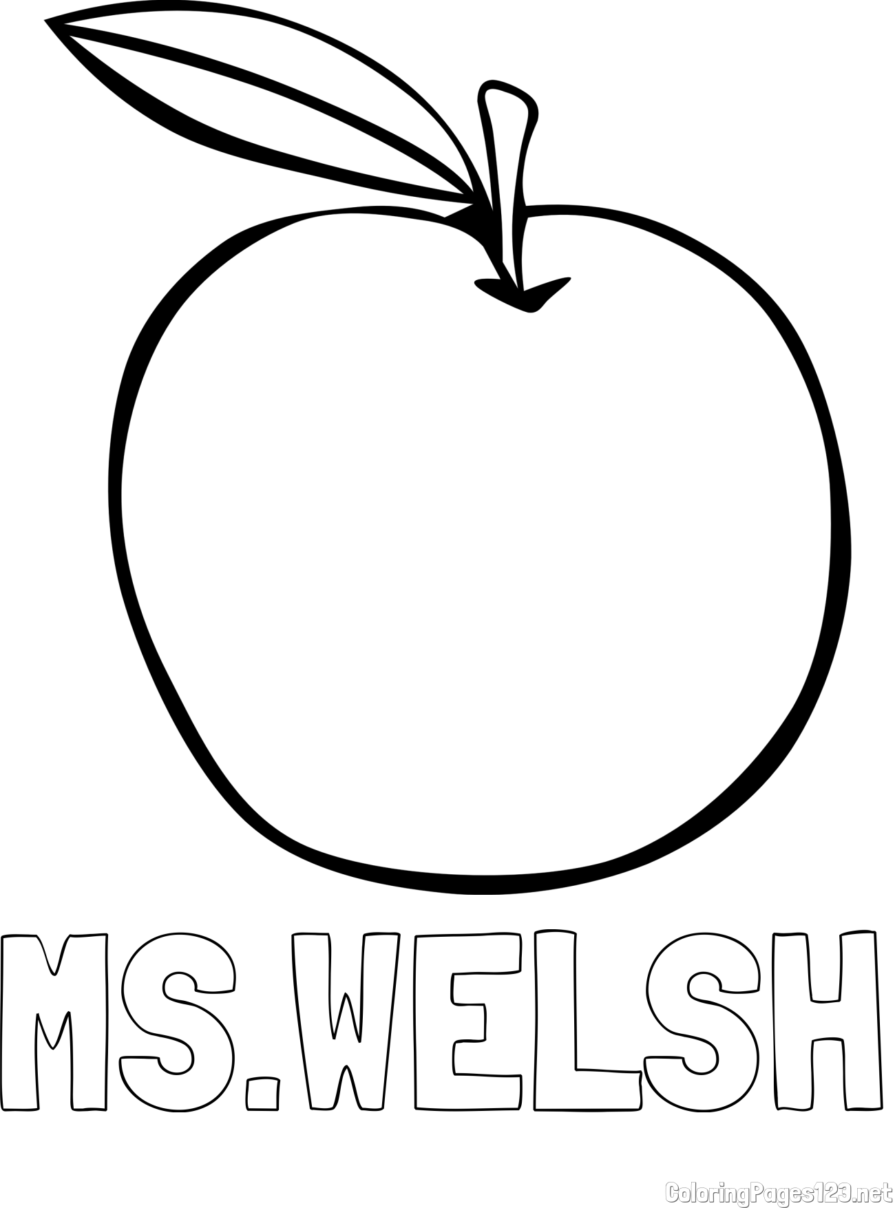MS.WELSH Coloring Page and Simple Apple Coloring Page