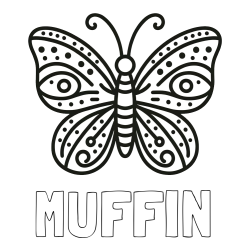 Online Created Coloring Page - MUFFIN Coloring Page and Butterfly Coloring Page (Simple)