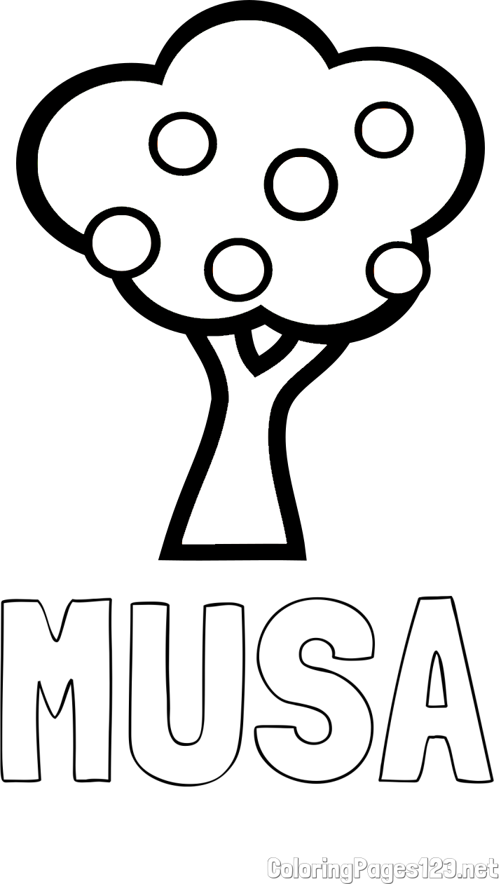 MUSA Coloring Page and Apple Tree Coloring Page