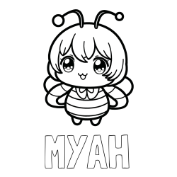 Online Created Coloring Page - MYAH Coloring Page and Anime-Style Bee Coloring Page