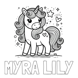 Online Created Coloring Page - MYRA LILY Coloring Page and Cute Unicorn Coloring Page