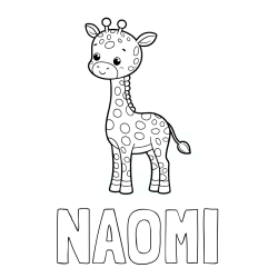Online Created Coloring Page - NAOMI Coloring Page and Cute Giraffe Coloring Page for Kids