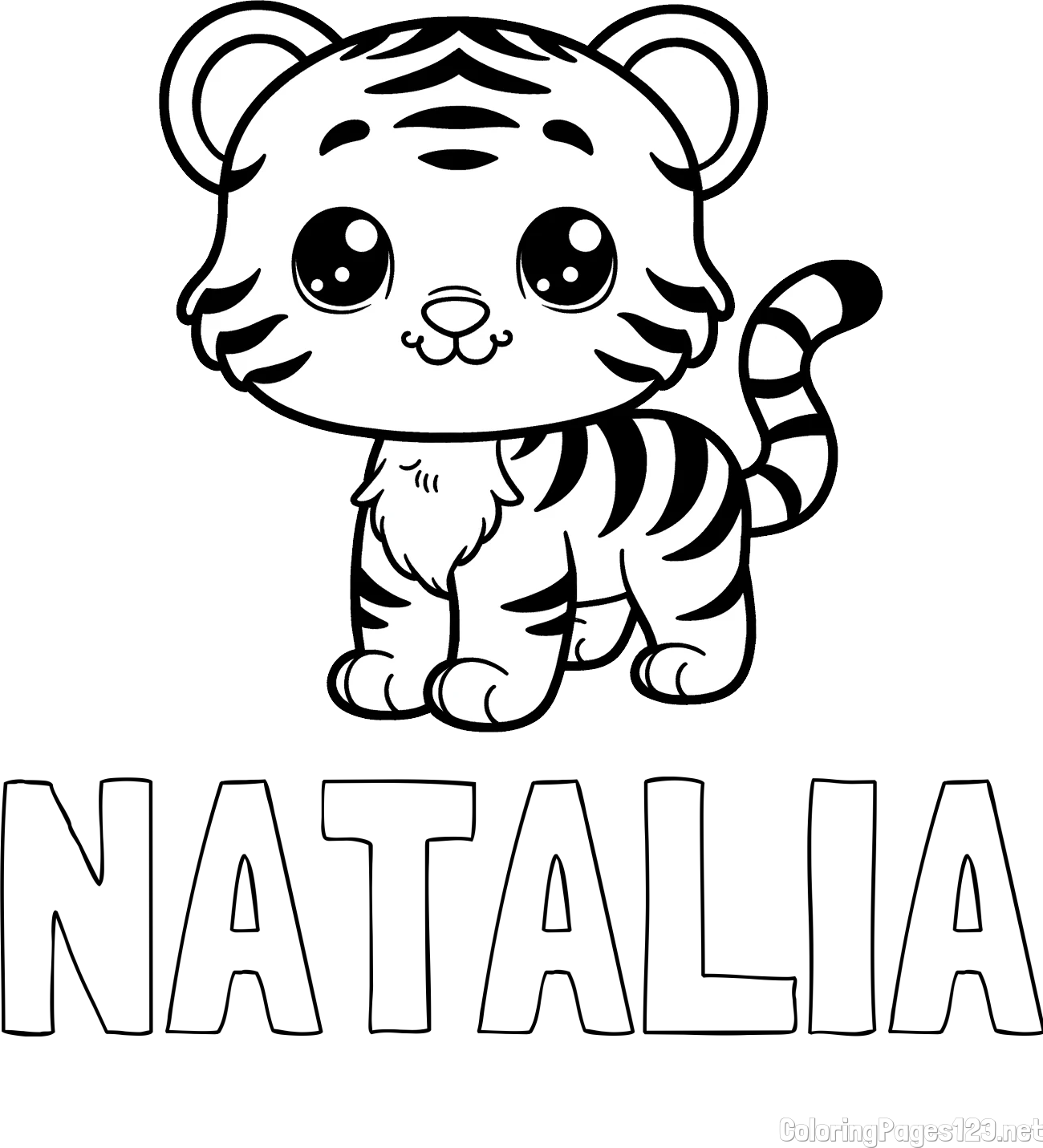 NATALIA Coloring Page alongside Cute Tiger Cub Coloring Page