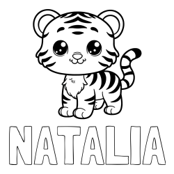 NATALIA Coloring Page alongside Cute Tiger Cub Coloring Page