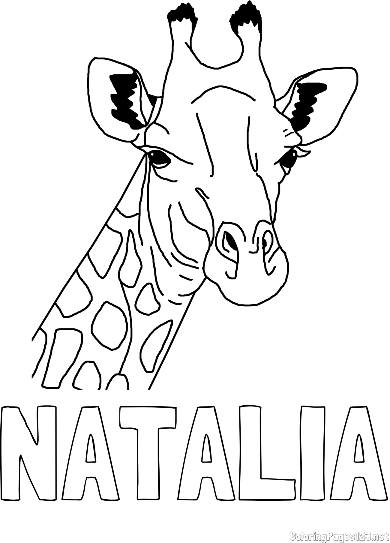 NATALIA Coloring Page and Beautiful Coloring Page of a Giraffe's Head