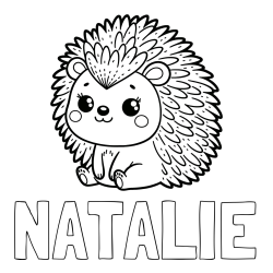 NATALIE Coloring Page alongside Cute Hedgehog Coloring Page