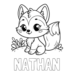 NATHAN Coloring Page alongside Cute Fox Coloring Page