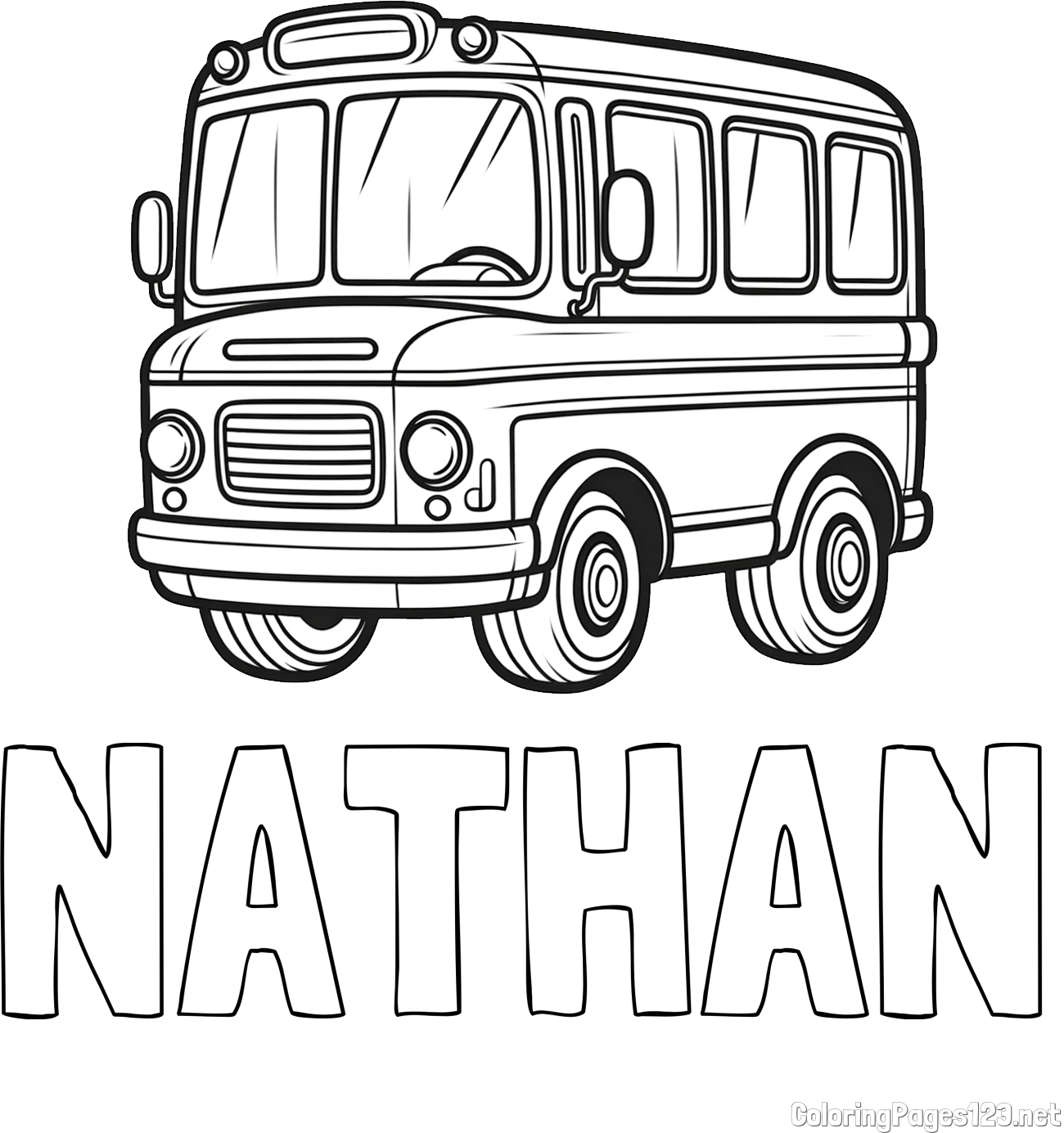 NATHAN Coloring Page and Children's Coloring Page of a Bus