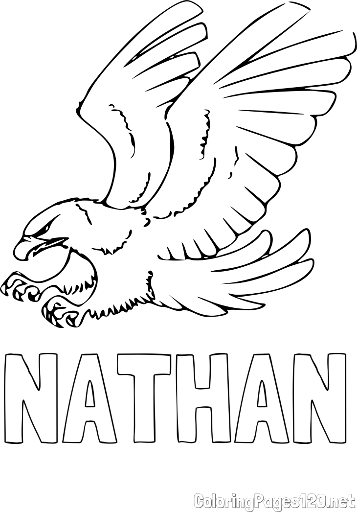 NATHAN Coloring Page and Eagle in Attack Pose Coloring Page