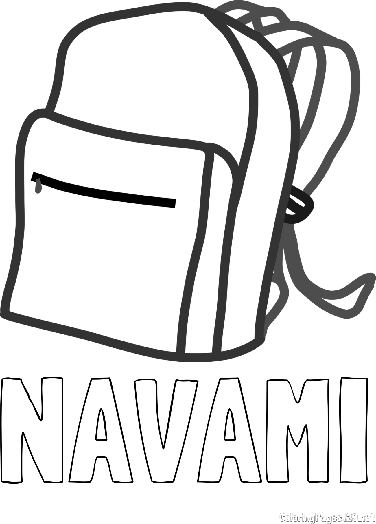 NAVAMI Coloring Page and School Backpack Coloring Page