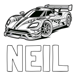 Online Created Coloring Page - NEIL Coloring Page and Coloring Page of a Futuristic Racing Car