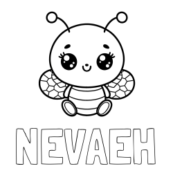 Online Created Coloring Page - NEVAEH Coloring Page and Children's Coloring Page of a Cute Bee