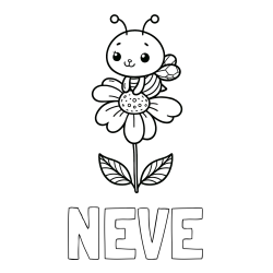 Online Created Coloring Page - NEVE Coloring Page and Coloring Page of a Cute Bee on a Flower