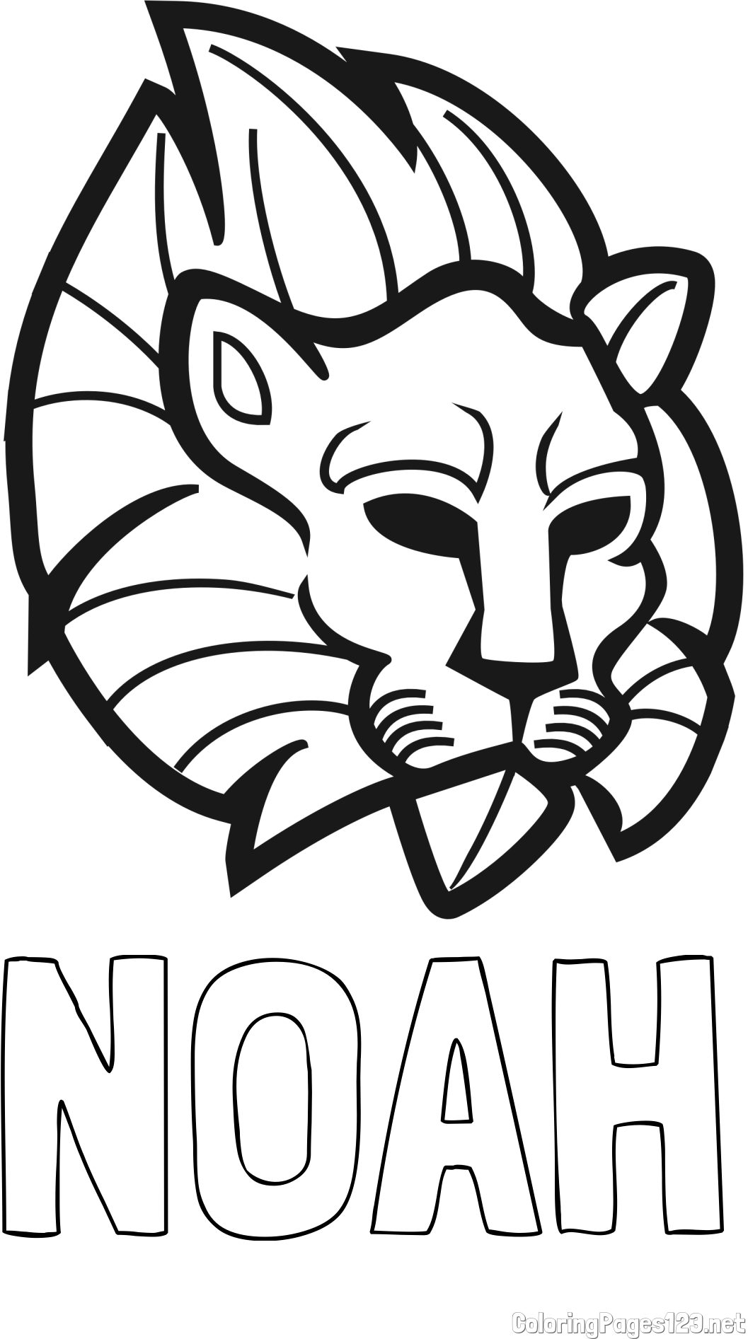 NOAH Coloring Page and Abstract Lion Face Coloring Page