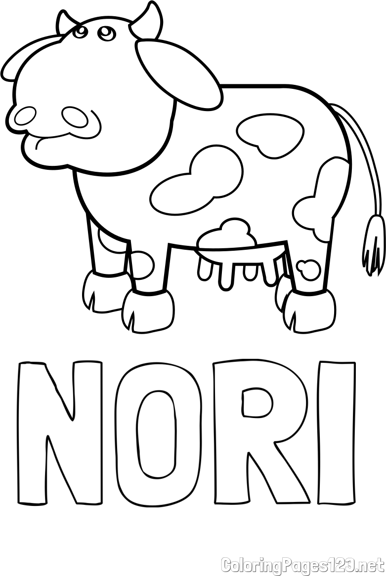 NORI Coloring Page and Cute and Funny Cow Coloring Page