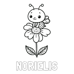 Online Created Coloring Page - NORIELIS Coloring Page and Coloring Page of a Cute Bee on a Flower
