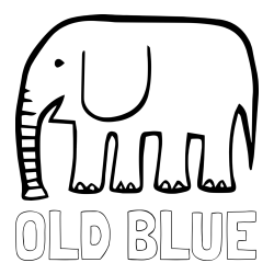 OLD BLUE Coloring Page and Simple Elephant Coloring Page for Kids