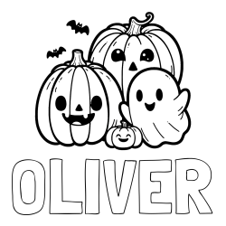Online Created Coloring Page - OLIVER Coloring Page and Halloween Pumpkin and Ghost Coloring Page