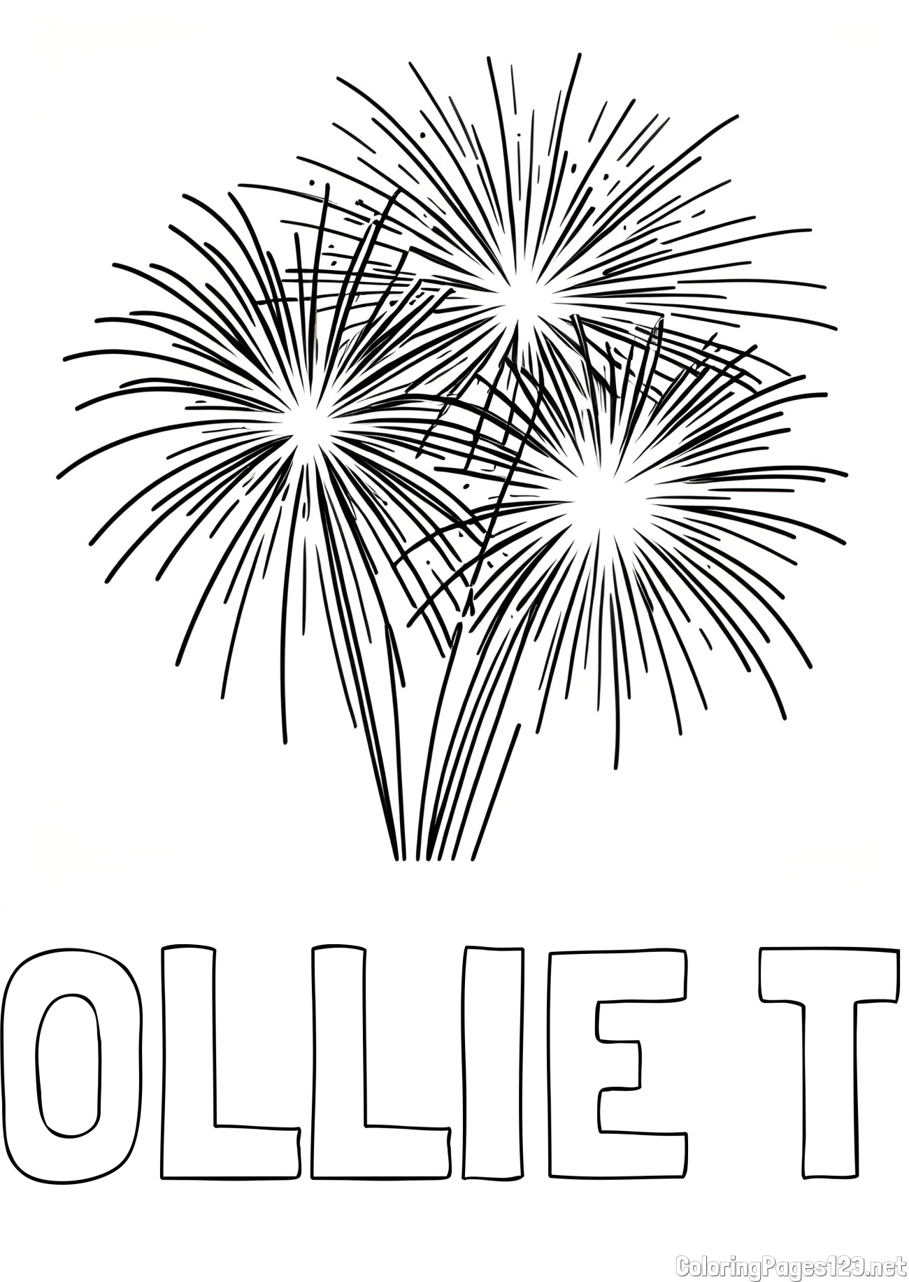 OLLIE T Coloring Page and Beautiful Fireworks Coloring Page