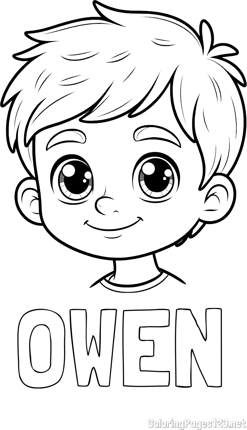 OWEN Coloring Page and Boy Face Coloring Page