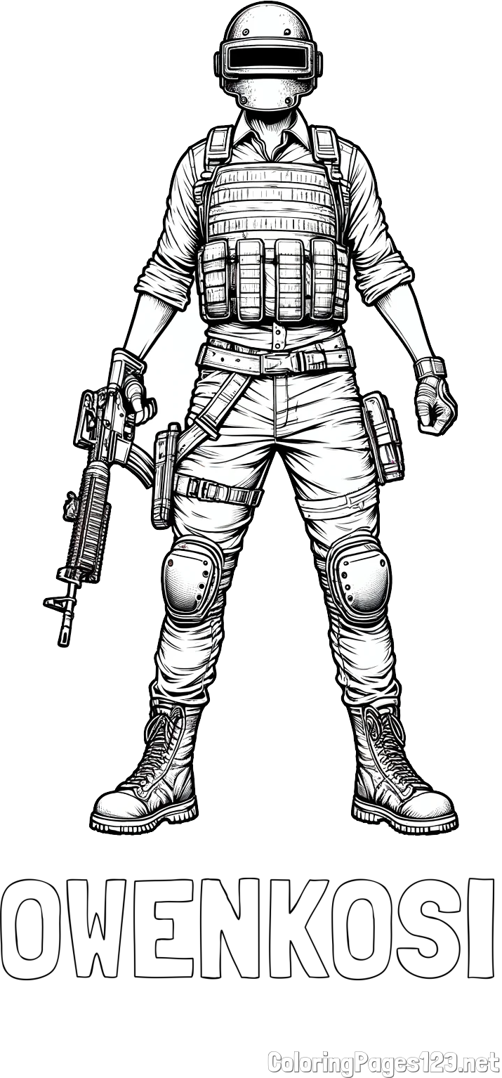 OWENKOSI Coloring Page and PUBG Main Character Coloring Page