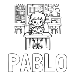 Online Created Coloring Page - PABLO Coloring Page and Cute Student in Class Coloring Page