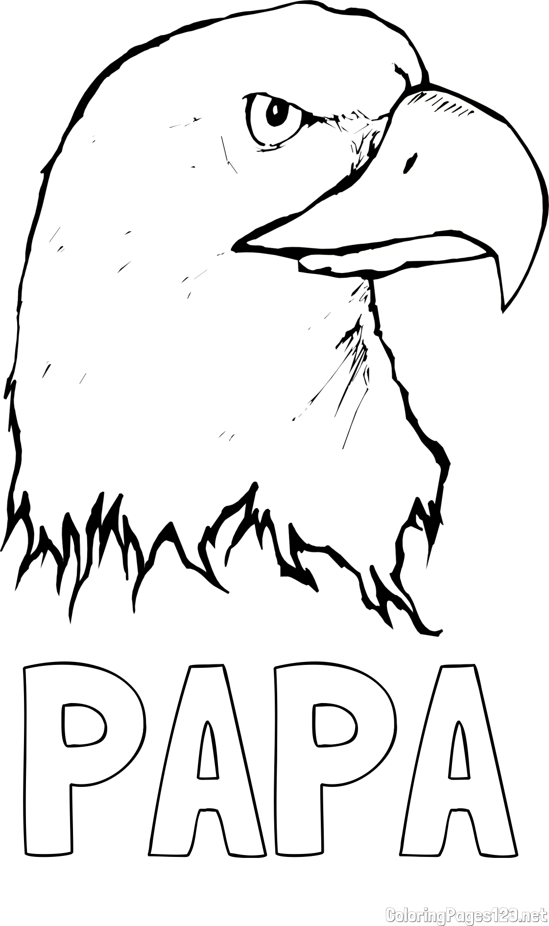 PAPA Coloring Page and American Bald Eagle Head Coloring Page