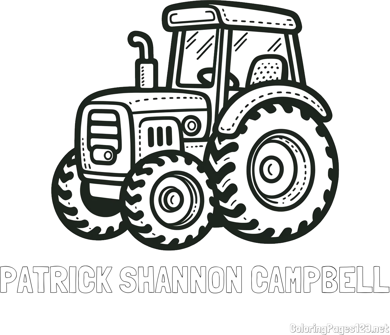 PATRICK SHANNON CAMPBELL Coloring Page and Beautiful Tractor Coloring Page