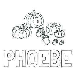 Online Created Coloring Page - PHOEBE Coloring Page and Autumn Harvest Coloring Page - Acorns and Pumpkins