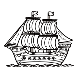 Pirate Ship Coloring Page