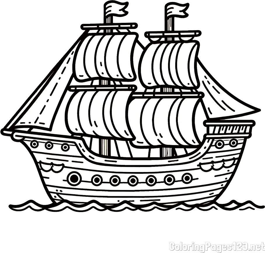 Pirate Ship Coloring Page