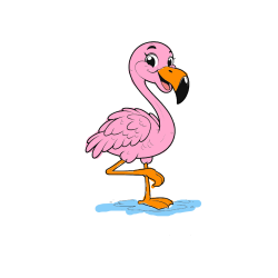 COLORED COLORING - Coloring Page of a Cute Smiling Flamingo