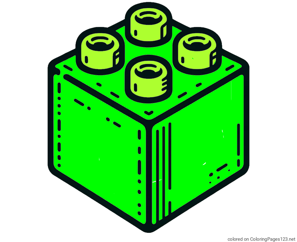 Colored coloring page - LEGO Brick Coloring Page