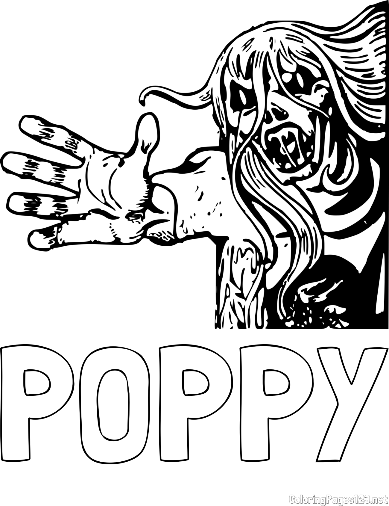 POPPY Coloring Page and Terrifying Monster Coloring Page -