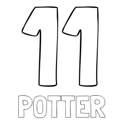 Online Created Coloring Page - POTTER Coloring Page and Coloring Page of Number Eleven (11)