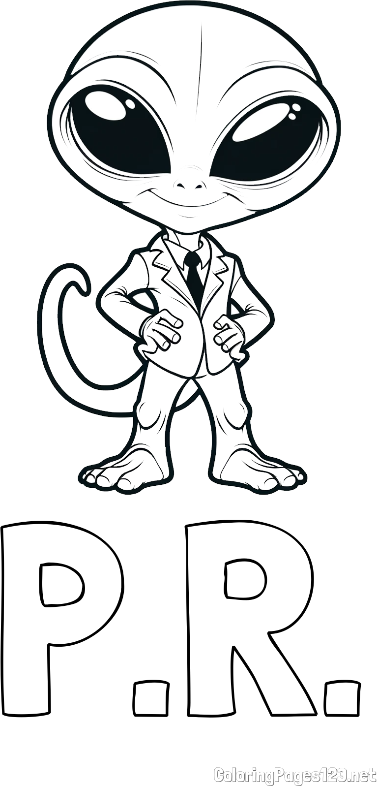 P.R. Coloring Page and Alien Coloring Page