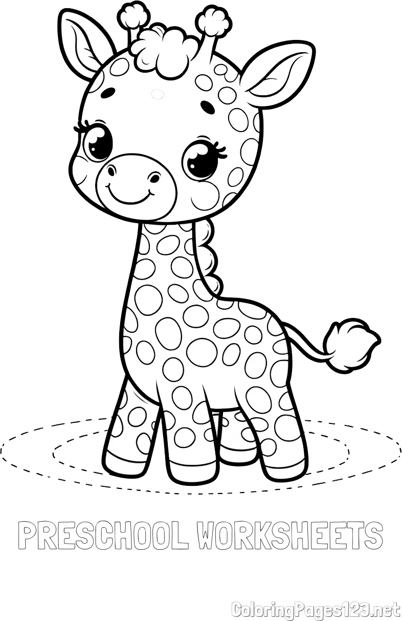 PRESCHOOL WORKSHEETS Coloring Page and Playful Giraffe Coloring Page