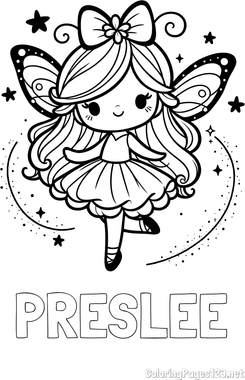 PRESLEE Coloring Page and Cute Magical Fairy