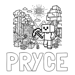 Online Created Coloring Page - PRYCE Coloring Page and Minecraft World Coloring Page