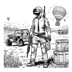 PUBG Coloring Page of the Main Character