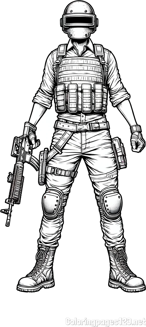 PUBG Main Character Coloring Page